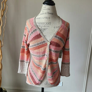 NWT Nic+ Zoe women's knit Cardigan on buttons striped size M
